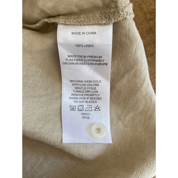 NWT Quince Short Sleeved Light Khaki 100% Linen Relaxed Fit Shirt M - Picture 5 of 5